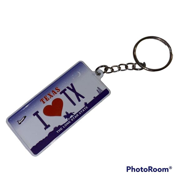 I Heart Texas Enamel Keychain Embossed Charm Single Sided Souvenir Collector - Picture 2 of 5